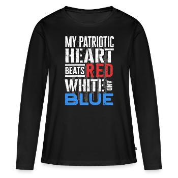 Citations patriotiques américaines, patriotes, patriotes - T-shirt manches longues Premium bio Femme - noir - Devant - Julia (174cm)