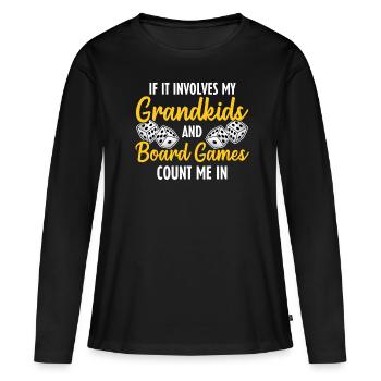 Grandkids Boardgames Brettspiel Enkelkinder - Frauen Premium Bio Langarmshirt - Schwarz - Vorne - Julia (174cm)