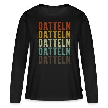 Datteln Stadt Retro Vintage - Frauen Premium Bio Langarmshirt - Schwarz - Vorne - Julia (174cm)