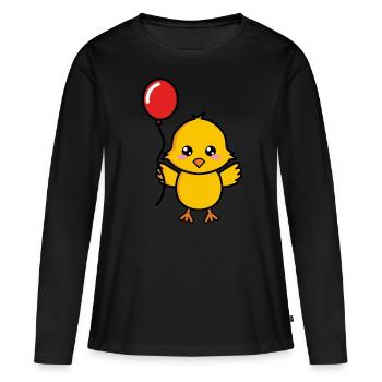 Chick Cute Birthday Balloon - Women's Premium Organic Long Sleeve Shirt - black - Front - Julia (174cm)