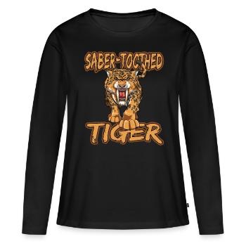 Säbelzahntiger Geschenke Raubkatze Steinzeit für - Frauen Premium Bio Langarmshirt - Schwarz - Vorne - Julia (174cm)