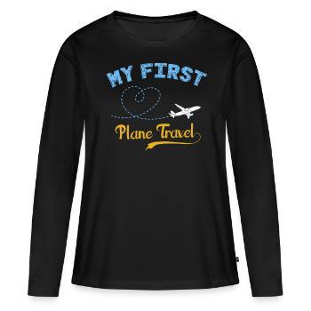 Premier avion, avion - T-shirt manches longues Premium bio Femme - noir - Devant - Julia (174cm)