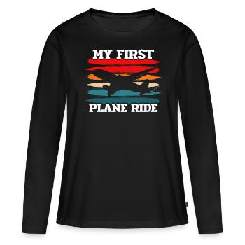 Premier avion, avion - T-shirt manches longues Premium bio Femme - noir - Devant - Julia (174cm)