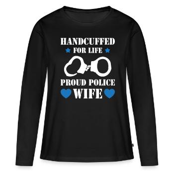 Proud Police Wife Handcuffs - Women's Premium Organic Long Sleeve Shirt - black - Front - Julia (174cm)
