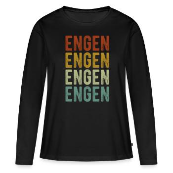 Engen Stadt Retro Vintage - Frauen Premium Bio Langarmshirt - Schwarz - Vorne - Julia (174cm)