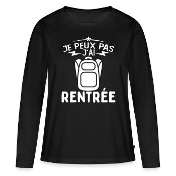 j'peux pas j'ai Rentrée Humour Rentrée Scolaire - T-shirt manches longues Premium bio Femme - noir - Devant - Julia (174cm)
