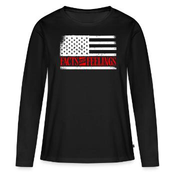 Drapeau américain, faits sur les sentiments - T-shirt manches longues Premium bio Femme - noir - Devant - Julia (174cm)