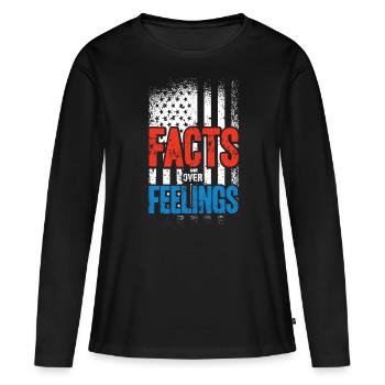 Drapeau américain, faits sur les sentiments - T-shirt manches longues Premium bio Femme - noir - Devant - Julia (174cm)