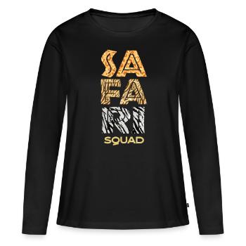 Safari squad, vacances safari - T-shirt manches longues Premium bio Femme - noir - Devant - Julia (174cm)