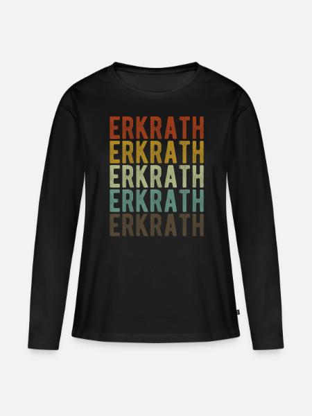 Erkrath Stadt Retro Vintage - Frauen Premium Bio Langarmshirt - Schwarz