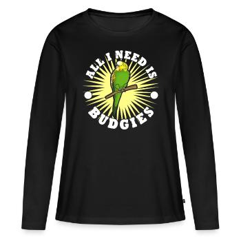 Perruche Perruche Budgerigar - T-shirt manches longues Premium bio Femme - noir - Devant - Julia (174cm)