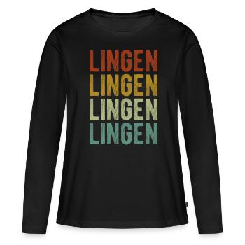 Lingen City Rétro Vintage - T-shirt manches longues Premium bio Femme - noir - Devant - Julia (174cm)