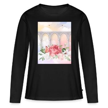 Angelcore Esthétique Roses Heaven Angels - T-shirt manches longues Premium bio Femme - noir - Devant - Julia (174cm)