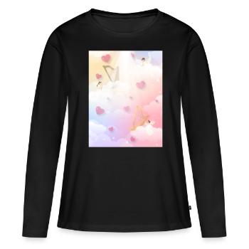 Angelcore Esthétique Heaven Angel Harpes - T-shirt manches longues Premium bio Femme - noir - Devant - Julia (174cm)