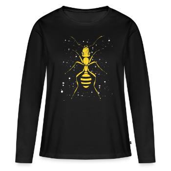 Fourmis Étoiles Fourmis Ferme fourmis - T-shirt manches longues Premium bio Femme - noir - Devant - Julia (174cm)
