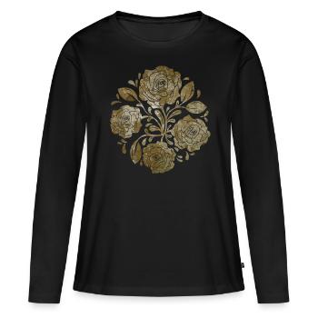 Baroque Esthétique Rose Artwork Rétro Vintage - T-shirt manches longues Premium bio Femme - noir - Devant - Julia (174cm)