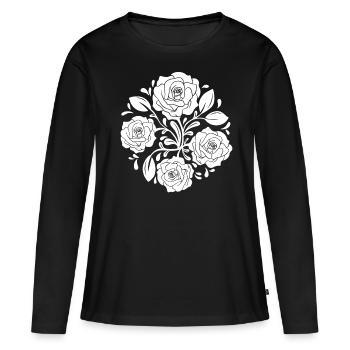 Esthétique baroque Œuvre d’art Rose - T-shirt manches longues Premium bio Femme - noir - Devant - Julia (174cm)