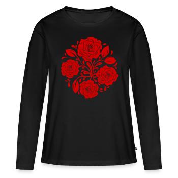 Esthétique Baroque Rose Artwork Soft Grunge - T-shirt manches longues Premium bio Femme - noir - Devant - Julia (174cm)