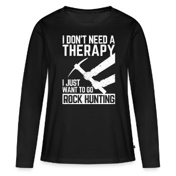 Drôle de chasse aux rochers Géologue Chasseur de roches - T-shirt manches longues Premium bio Femme - noir - Devant - Julia (174cm)
