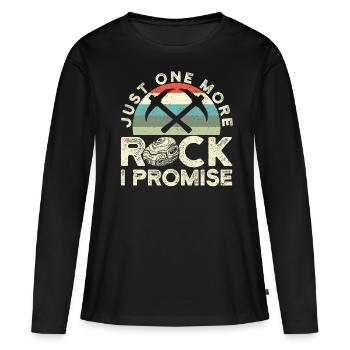 Drôle de chasse aux rochers Géologue Chasseur de roches - T-shirt manches longues Premium bio Femme - noir - Devant - Julia (174cm)