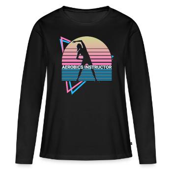 Instructeur d’aérobic Retro - T-shirt manches longues Premium bio Femme - noir - Devant - Julia (174cm)