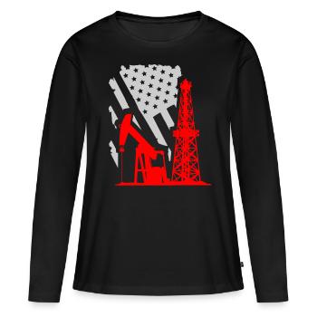 Champs pétrolifères américains, travailleurs des champs pétrolifères - T-shirt manches longues Premium bio Femme - noir - Devant - Julia (174cm)