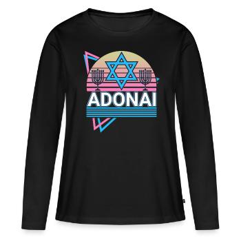 Adonaï Mythologie hébraïque Juif rétro - T-shirt manches longues Premium bio Femme - noir - Devant - Julia (174cm)