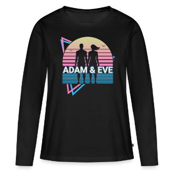 Adam et Eve Christianisme Rétro - T-shirt manches longues Premium bio Femme - noir - Devant - Julia (174cm)
