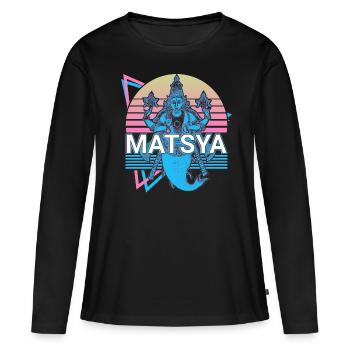 Matsya Mythologie Hindoue Rétro - T-shirt manches longues Premium bio Femme - noir - Devant - Julia (174cm)