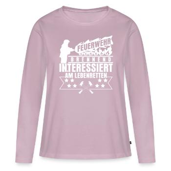 Jeunes pompiers - T-shirt manches longues Premium bio Femme - rose poudré - Devant - Julia (174cm)