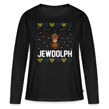 Hanoukka Juif Laid Noël Menorah Téléphone portable - T-shirt manches longues Premium bio Femme - noir - Devant - Julia (174cm)