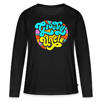Oncle Groovy - T-shirt manches longues Premium bio Femme - noir - Devant - Julia (174cm)