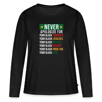 Histoire des Noirs - T-shirt manches longues Premium bio Femme - noir - Devant - Julia (174cm)