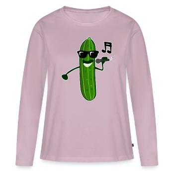 Gurke singt Sänger Gurken - Frauen Premium Bio Langarmshirt - Altrosa - Vorne - Julia (174cm)