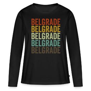 Belgrade Serbie Rétro Vintage - T-shirt manches longues Premium bio Femme - noir - Devant - Julia (174cm)