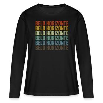 Belo Horizonte Brésil Rétro Vintage - T-shirt manches longues Premium bio Femme - noir - Devant - Julia (174cm)
