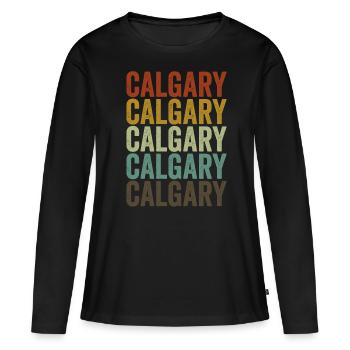 Calgary Canada Rétro Vintage - T-shirt manches longues Premium bio Femme - noir - Devant - Julia (174cm)