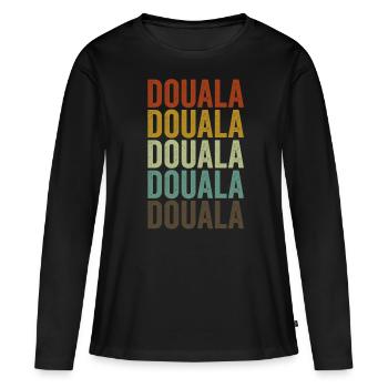 Douala Cameroun Rétro Vintage - T-shirt manches longues Premium bio Femme - noir - Devant - Julia (174cm)