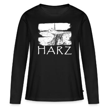 Harz Harzer Brockenbahn Brocken - Frauen Premium Bio Langarmshirt - Schwarz - Vorne - Julia (174cm)