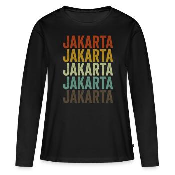 Jakarta Indonésie Retro Vintage - T-shirt manches longues Premium bio Femme - noir - Devant - Julia (174cm)