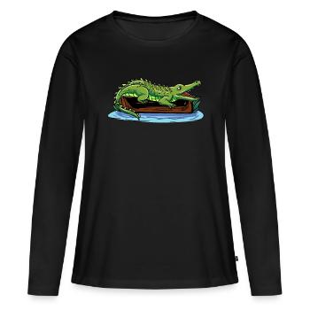 Crocodile qui prend un bain de soleil - T-shirt manches longues Premium bio Femme - noir - Devant - Julia (174cm)