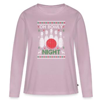 Ugly Christmas - Oh Bowly Night - Frauen Premium Bio Langarmshirt - Altrosa - Vorne - Julia (174cm)