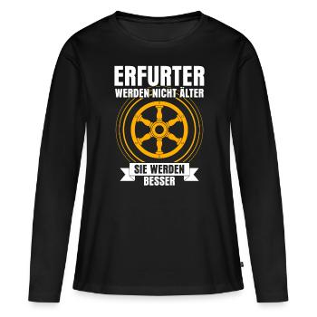 Erfurter Spruch Erfurt - Frauen Premium Bio Langarmshirt - Schwarz - Vorne - Julia (174cm)