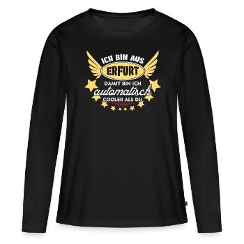 Erfurter Witz Erfurt - Frauen Premium Bio Langarmshirt - Schwarz - Vorne - Julia (174cm)