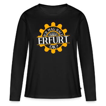 Erfurter Ich mag Erfurt - Frauen Premium Bio Langarmshirt - Schwarz - Vorne - Julia (174cm)