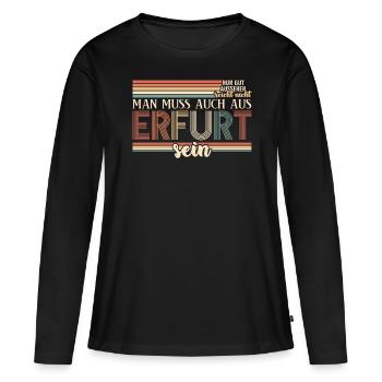 Erfurt Witz Erfurter - Frauen Premium Bio Langarmshirt - Schwarz - Vorne - Julia (174cm)