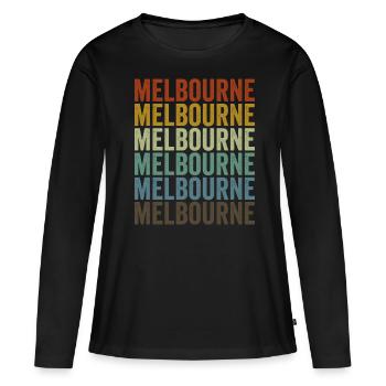 Melbourne Australie Retro Vintage - T-shirt manches longues Premium bio Femme - noir - Devant - Julia (174cm)