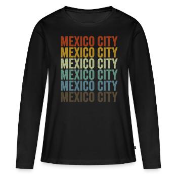 Mexico City Mexico Rétro Vintage - T-shirt manches longues Premium bio Femme - noir - Devant - Julia (174cm)