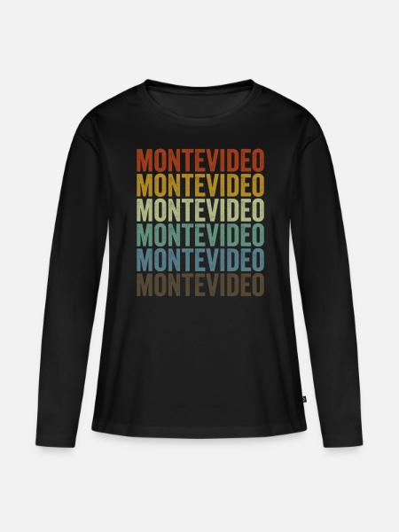 Montevideo Uruguay Retro Vintage - Premium økologisk langærmet T-shirt til kvinder - sort