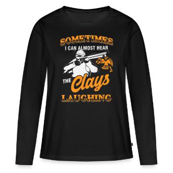 Tir au piège, argile - T-shirt manches longues Premium bio Femme - noir - Devant - Julia (174cm)